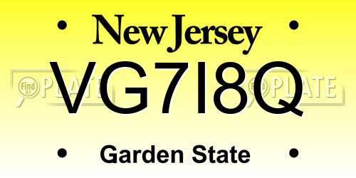 VG7I8Q New Jersey License Plate