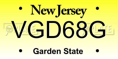 VGD68G New Jersey License Plate