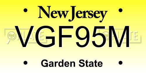 VGF95M New Jersey License Plate