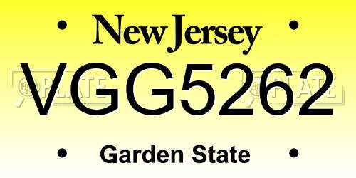 VGG5262 New Jersey License Plate
