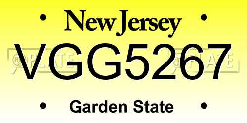 VGG5267 New Jersey License Plate