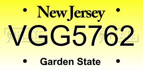 VGG5762 New Jersey License Plate