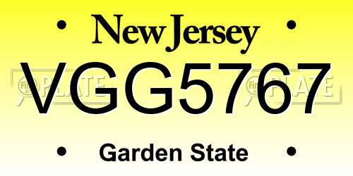 VGG5767 New Jersey License Plate