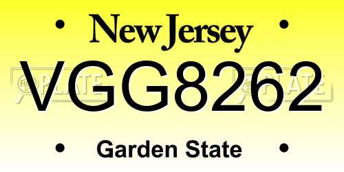 VGG8262 New Jersey License Plate