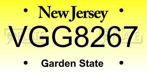 VGG8267 New Jersey License Plate
