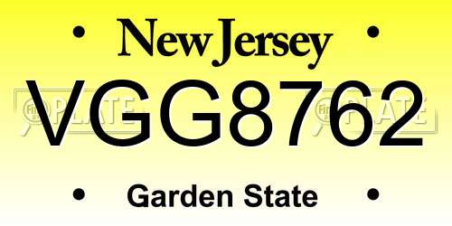 VGG8762 New Jersey License Plate