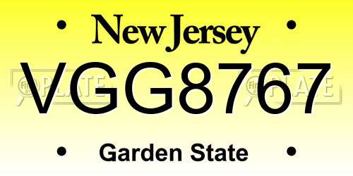 VGG8767 New Jersey License Plate