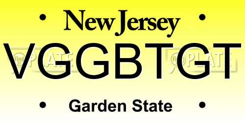 VGGBTGT New Jersey License Plate