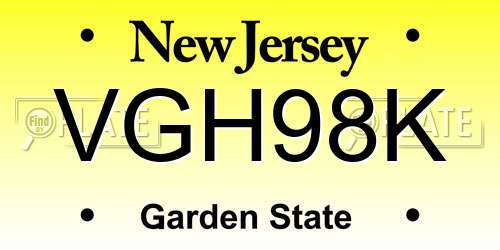 VGH98K New Jersey License Plate