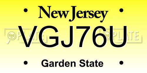 VGJ76U New Jersey License Plate