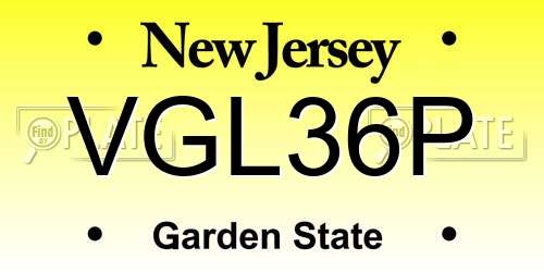 VGL36P New Jersey License Plate