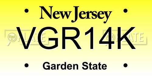 VGR14K New Jersey License Plate