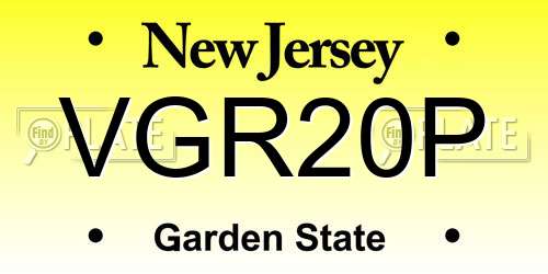 VGR20P New Jersey License Plate