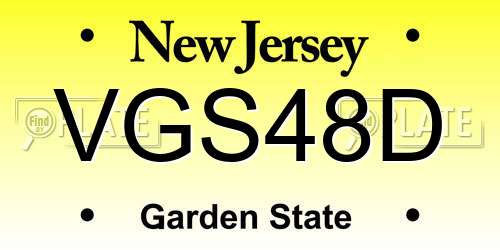 VGS48D New Jersey License Plate