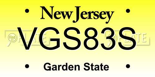VGS83S New Jersey License Plate