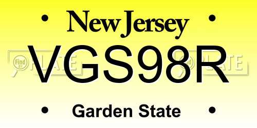 VGS98R New Jersey License Plate