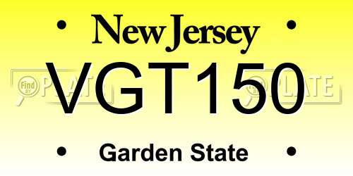 VGT150 New Jersey License Plate