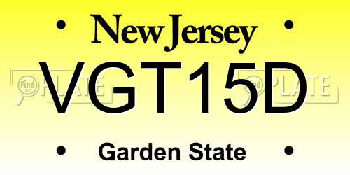 VGT15D New Jersey License Plate