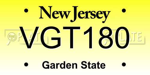 VGT180 New Jersey License Plate