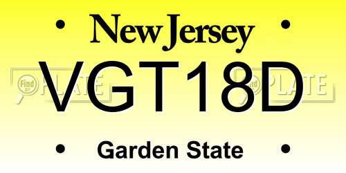 VGT18D New Jersey License Plate
