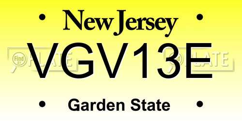 VGV13E New Jersey License Plate