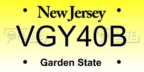 VGY40B New Jersey License Plate