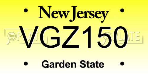 VGZ150 New Jersey License Plate