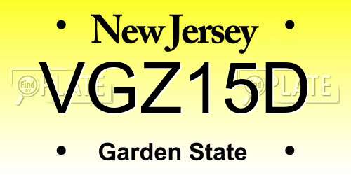 VGZ15D New Jersey License Plate