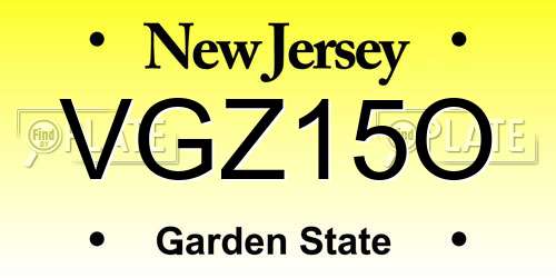 VGZ15O New Jersey License Plate