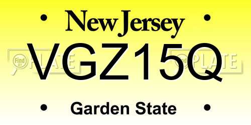 VGZ15Q New Jersey License Plate