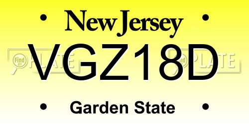 VGZ18D New Jersey License Plate