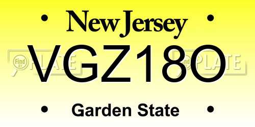 VGZ18O New Jersey License Plate