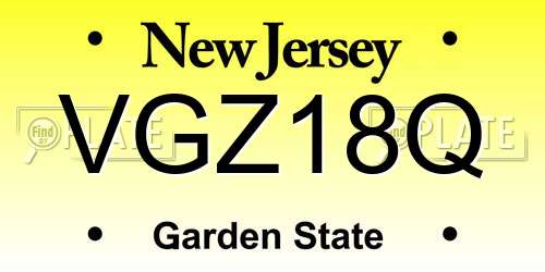 VGZ18Q New Jersey License Plate