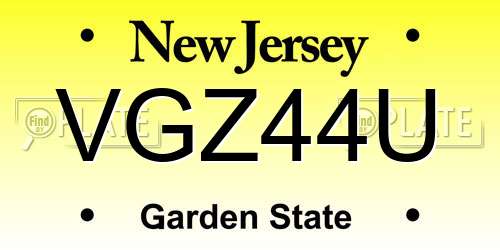 VGZ44U New Jersey License Plate