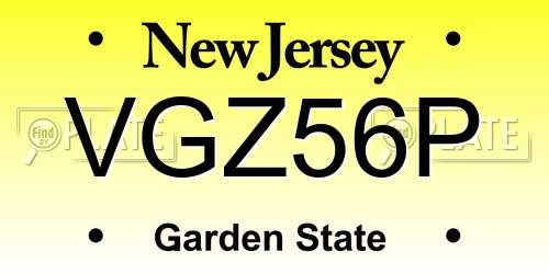 VGZ56P New Jersey License Plate