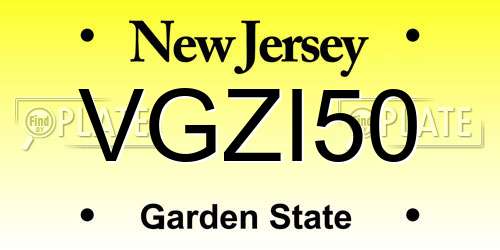 VGZI50 New Jersey License Plate
