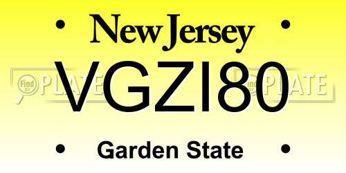 VGZI80 New Jersey License Plate