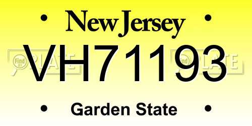 VH71193 New Jersey License Plate