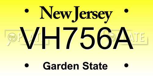 VH756A New Jersey License Plate