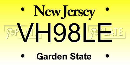 VH98LE New Jersey License Plate