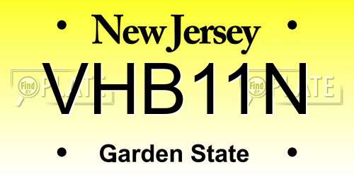 VHB11N New Jersey License Plate