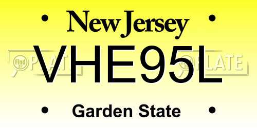 VHE95L New Jersey License Plate