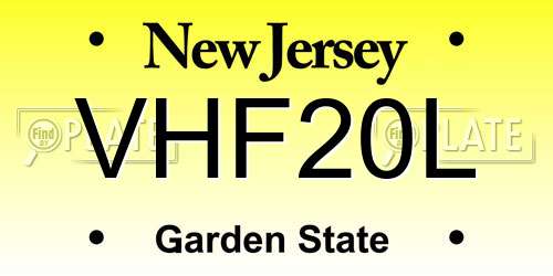 VHF20L New Jersey License Plate
