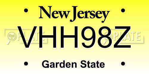 VHH98Z New Jersey License Plate