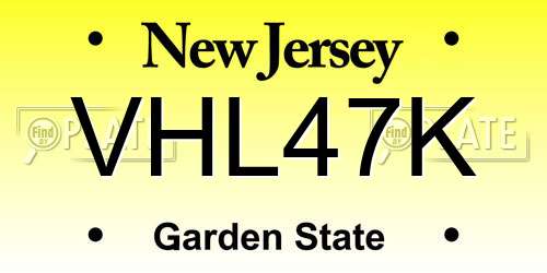 VHL47K New Jersey License Plate