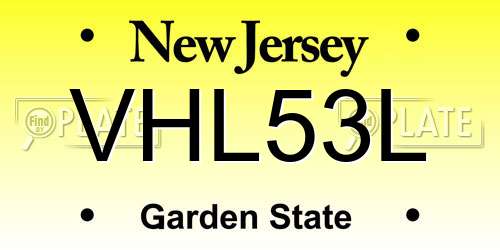 VHL53L New Jersey License Plate