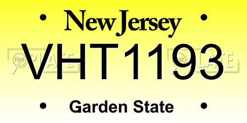 VHT1193 New Jersey License Plate