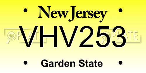 VHV253 New Jersey License Plate