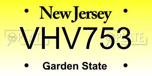 VHV753 New Jersey License Plate