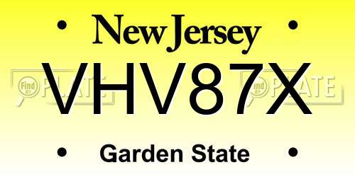 VHV87X New Jersey License Plate
